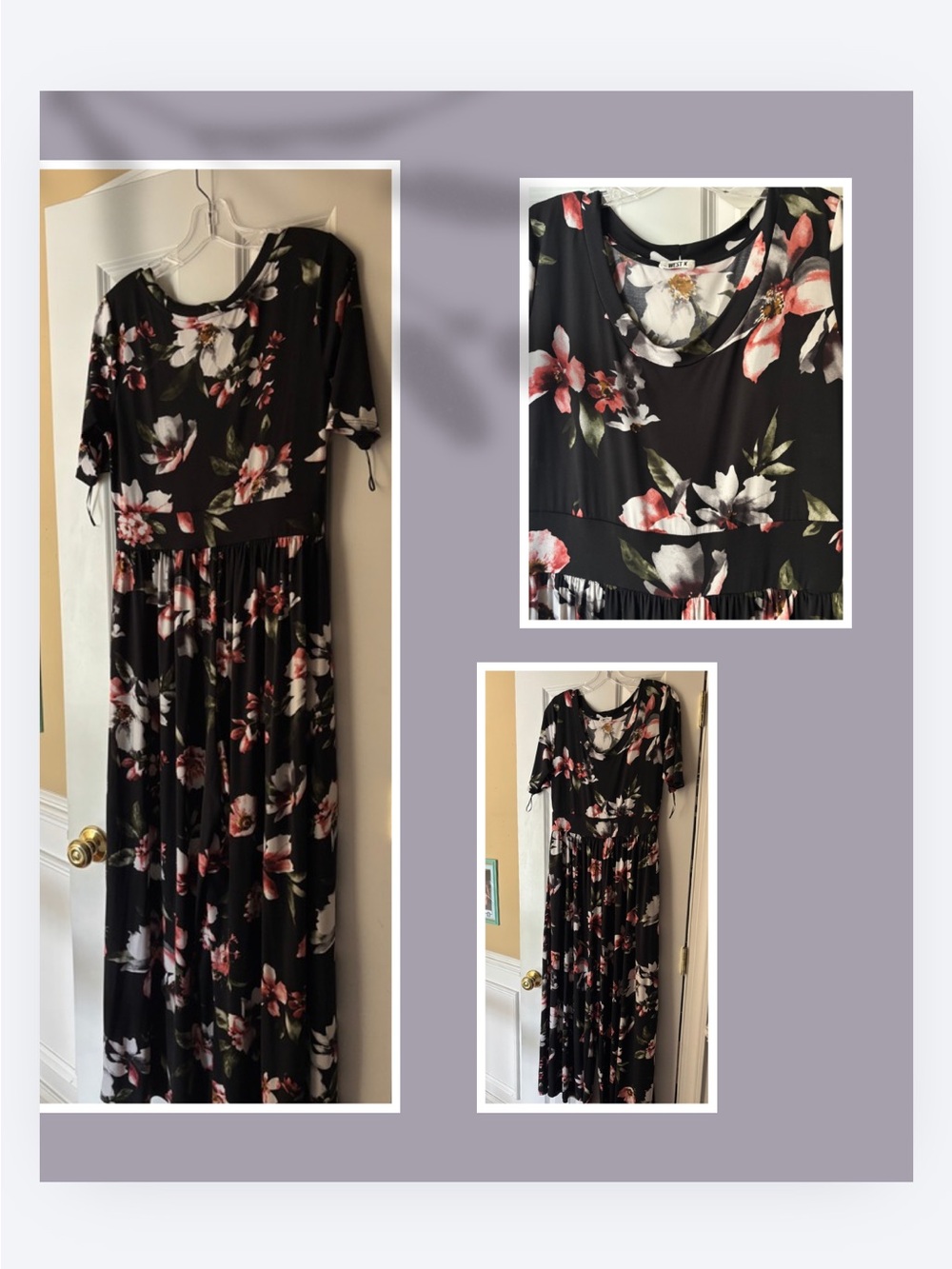 Black Floral Jumpsuit with Pink & White Blooms